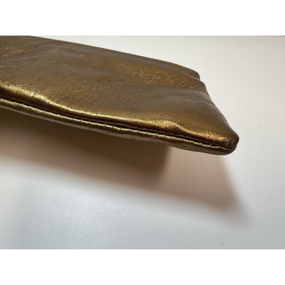 Rachel Abroms Matallic Gold Snakeskin Leather Beaded Handle Wristlet Bag - Picture 8 of 9